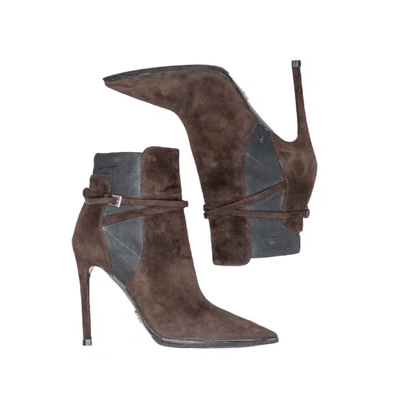 Prada Women's Brown Suede Stiletto Ankle Boots – Size EU 37 (US 6.5 – 7) - Picture 6 of 10
